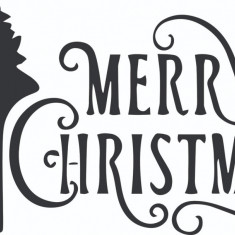 Sticker decorativ, Merry Christmas , Negru, 85 cm, 4959ST