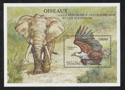 Republica Centrafricana 2000-Fauna,Elefant,Vultur,colita dantelata,MNH,Mi.Bl.640 foto