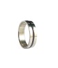 Inel Barbati Inox Argintiu cu Dunga Neagra, Marimea 18, 7mm - BR81-1