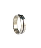Inel Barbati Inox Argintiu cu Dunga Neagra, Marimea 21, 7mm - Model BR81-4