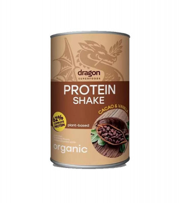 Shake Proteic Cacao si Vanilie 62% Proteine Bio 500 grame Dragon Superfoods foto