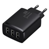 INCARCATOR retea Baseus Compact, Fast Charge 17W, 3 x USB 5V/2.1A, negru &quot;CCXJ020101&quot; (timbru verde 0.18 lei) - 6932172606961