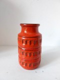Vaza ceramica Scheurich 205-15 West Germany anii 60, vintage, rosu
