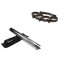 Set baston telescopic din otel, argintiu, 64 cm + box craniu negru