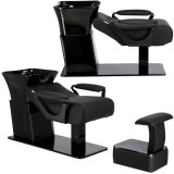 Spălător de coafură și frizerie Nina, orizontal, pentru salon, cu vas ceramic mobil, armături, baterie și pară de duș