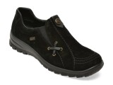 Pantofi RIEKER negri, L7171, din piele intoarsa