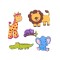 Set 5 stickere decorative din spuma pentru perete/mobila, animalele de la zoo, multicolor