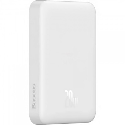 Baterie Externa Wireless Baseus Magnetic Mini, 10000mAh, 20W, PD + FQI, 1 x QI - 1 x USB-C, Alba PPCX07002 foto