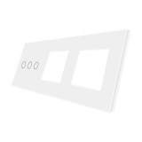 Panou Intrerupator Triplu cu Touch si 2 Prize Din Sticla LUXION SmartElectro IntelligentHouse