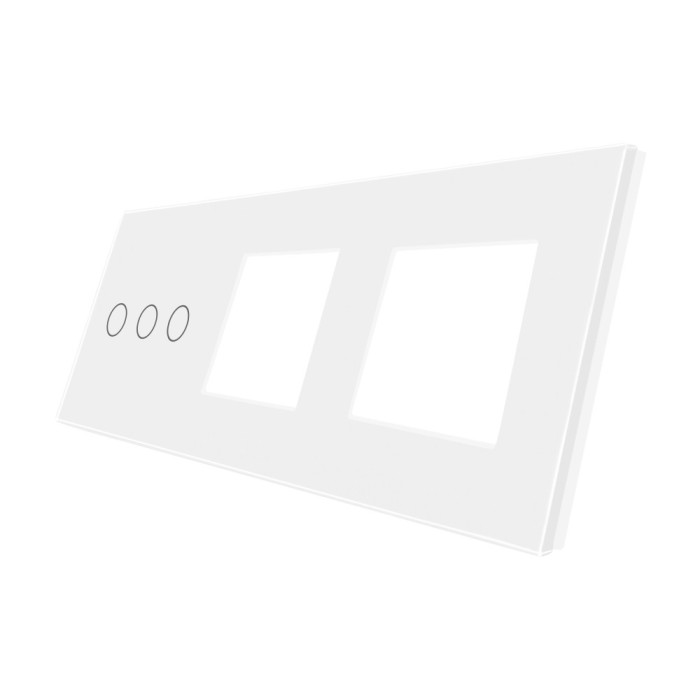 Panou Intrerupator Triplu cu Touch si 2 Prize Din Sticla LUXION SmartElectro IntelligentHouse