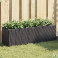 vidaXL Jardiniera gradina cu 3 ghivece, negru, 105x30x32 cm poliratan foto