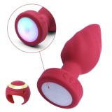 Dop Anal Led Light Vibrating Plug, Remote Control, 10 Moduri Vibratii, Silicon, USB, Rosu, 9 cm, Passion Labs