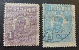 Rom&acirc;nia &ndash; Carol I &bdquo;Spic de Gr&acirc;u&rdquo; &ndash; 1 Ban violet + 25 Bani albastru &ndash; cca. 1898&ndash;1906 &ndash; 2 timbre vechi