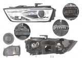 Far Audi Q3 (8u), 01.2015-, fata, Stanga, bi-xenon; cu lumini pentru curbe; cu LED daytime running light; D5S+H8+LED; electric; fara LED controlling, ZKW