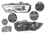 Far Audi Q3 (8u), 01.2015-, fata, Stanga, bi-xenon; cu lumini pentru curbe; cu LED daytime running light; D5S+H8+LED; electric; fara LED controlling