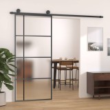VidaXL Ușă glisantă, negru, 90x205 cm, sticlă ESG mată și aluminiu