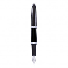 Stilou aero stripes black, penita f, corp striat, accesorii din aluminiu
