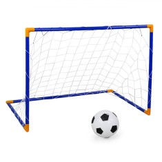 Poartă Fotbal Plastic, Model Albastru, Dimensiuni 105x76x69 cm, Set Minge și Pompa, 3+ Ani