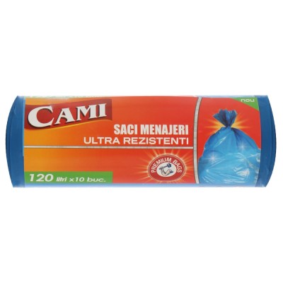 Saci menajeri / gunoi Cami, ultra rezistenti, albastru, 120L, 10 buc foto