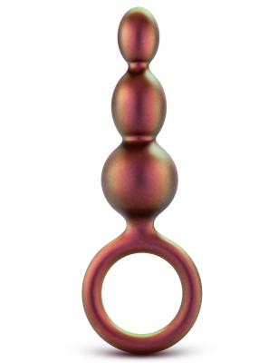 Dop Anal Adventures Matrix Beaded cu Inel, Silicon, Bronz, 13.9 cm foto