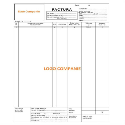 Facturi Personalizate A4 in 3 Exemplare, 50 Seturi/Carnet, Tipar 1+0, Formulare Tipizate Autocopiative, Facturier Personalizat, Tipizate Personalizate foto