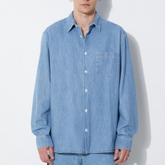 A.P.C. camasa jeans chemise math barbati, cu guler clasic, relaxed, COGXX-H12584