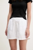 Superdry pantaloni scurți din in culoarea bej, uni, high waist, W7110450A-04C