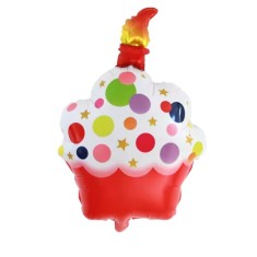 Balon din folie metalizata, flippy, figurine dulciuri, model 2, tematica prajitura aniversara, 68x44 cm, ambalaj individual, pai inclus, umflare cu ae