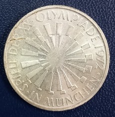 (A1056) MONEDA DIN ARGINT GERMANIA - 10 MARK 1972, LIT. F, OLIMPIADA DE LA MUNCHEN