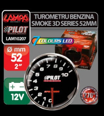 Ceas bord turometru benzina, Smoke 3D serie 52mm, 7 culori - CBTB104 foto