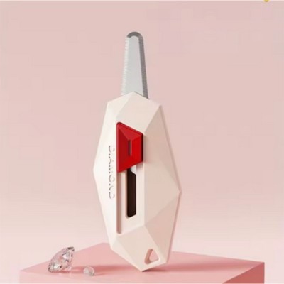 Mini cutter pentru deschiderea cutii, v&amp;Atilde;&amp;cent;rf rotunjit &amp;Egrave;i zimtat, design tip breloc, 6.5x3.5 cm, crem foto