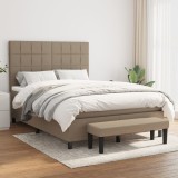 VidaXL Pat box spring cu saltea, gri taupe, 140x200 cm, textil 3136593