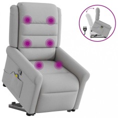 vidaXL Scaun de masaj &icirc;n picioare, &icirc;nclinat, țesătură gri nor 3303333