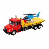 Set camion transportator cu elicopter, Maxx Wheels, 16 cm