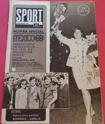 Revista SPORT nr. 21/noiembrie 1968 (JO Mexic; fotbal Romania) foto