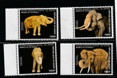 Niger 2016-Fauna,Animals of the World,Elefanti,serie 4 val dant.,MNH,Mi.4717-20 foto