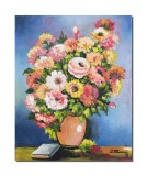 Cumpara ieftin Tablou cu flori si carte pictat manual, Din gradina bunicii, 50x40cm ulei pe panza, Constantin Feraru