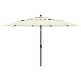 Cumpara ieftin Umbrela gradina cu 3 niveluri, stalp aluminiu, nisipiu, 3,5 m