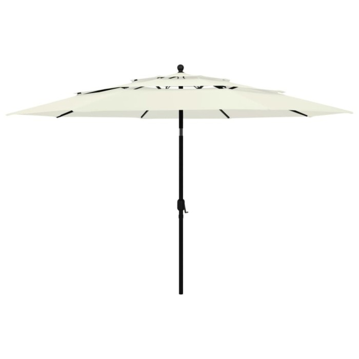 Umbrela gradina cu 3 niveluri, stalp aluminiu, nisipiu, 3,5 m