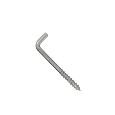 Agatator tip L, cu filet, pentru lemn, din otel, zincat alb, M6 x 80 x 19 mm foto