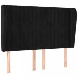 Cumpara ieftin Tablie de pat cu aripioare, negru, 147x23x118/128 cm, catifea