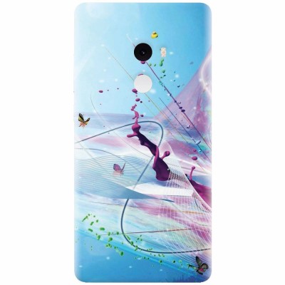 Husa silicon pentru Xiaomi Mi Mix 2, Artistic Paint Splash Purple Butterflies foto