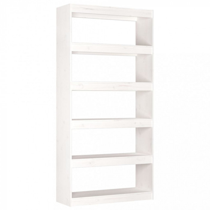 Bibliotecă/Separator cameră, alb, 80x30x167,4 cm lemn masiv pin