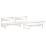 Set mobilier relaxare de gradina, 4 piese, alb, lemn masiv pin