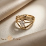 Inel Lumina Destinului , Inel placat cu aur 14K cu zirconia tip para