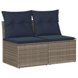 Cumpara ieftin Set mobilier gradina cu perne 2 piese gri poliratan/lemn acacia