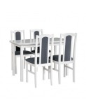 Set masa extensibila lemn masiv, living si bucatarie, DM4 Maxima, blat MDF Furniruit, colturi rotunjite, 120-150x70x76 cm si 4 scaune DM14 Boston, lem