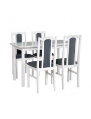 Set masa extensibila lemn masiv, living si bucatarie, DM4 Maxima, blat MDF Furniruit, colturi rotunjite, 120-150x70x76 cm si 4 scaune DM14 Boston, lem