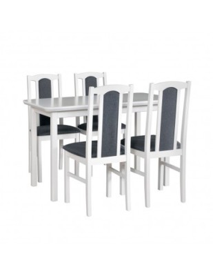 Set masa extensibila lemn masiv, living si bucatarie, DM4 Maxima, blat MDF Furniruit, colturi rotunjite, 120-150x70x76 cm si 4 scaune DM14 Boston, lem foto