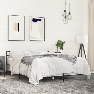 vidaXL Cadru de pat, gri sonoma, 120x190 cm, lemn prelucrat și metal 3280070 foto